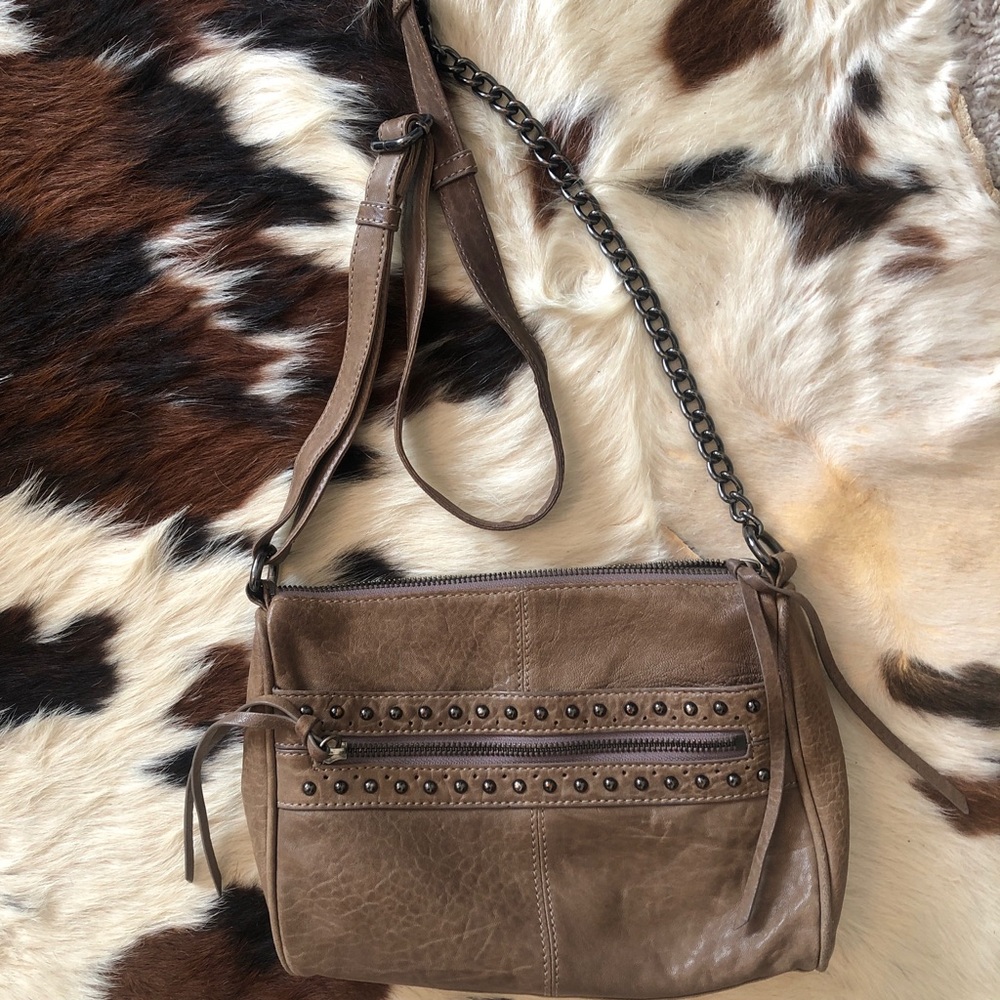 Marc New York Leather Studded Brown Crossbody Bag